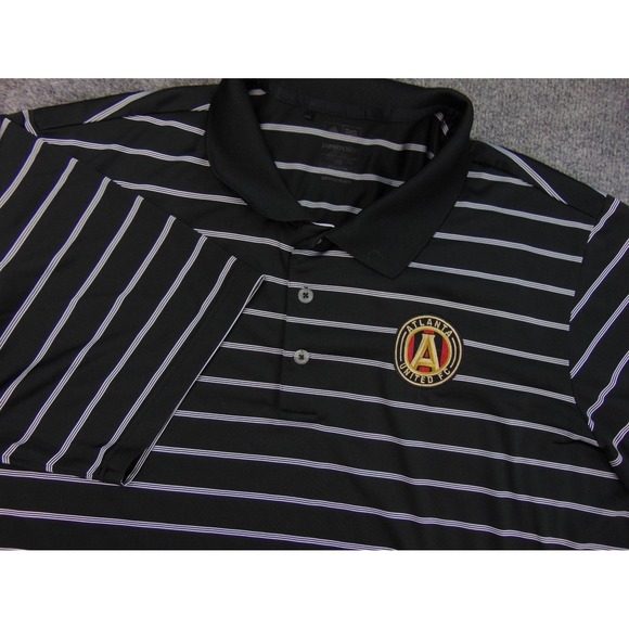 Atlanta United Shirt Mens 2XL Black White Stripe Knit Soccer Shirt Adidas - Picture 1 of 8